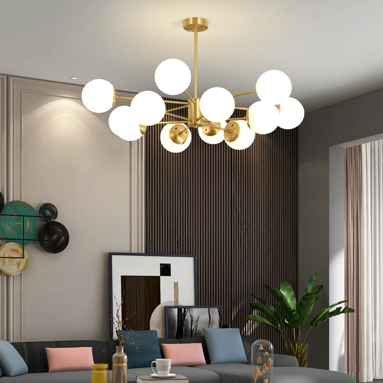 Moderne stijl Globe Glass Kroonluchter Licht Gold Metal Lighting Fecture voor woonkamer
