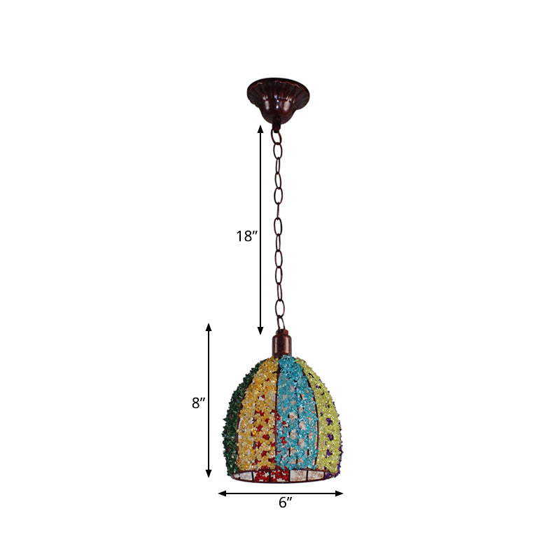 1 head metal lampada a soffitto decorativo bronzo/blu smerletato/cupola da soggio