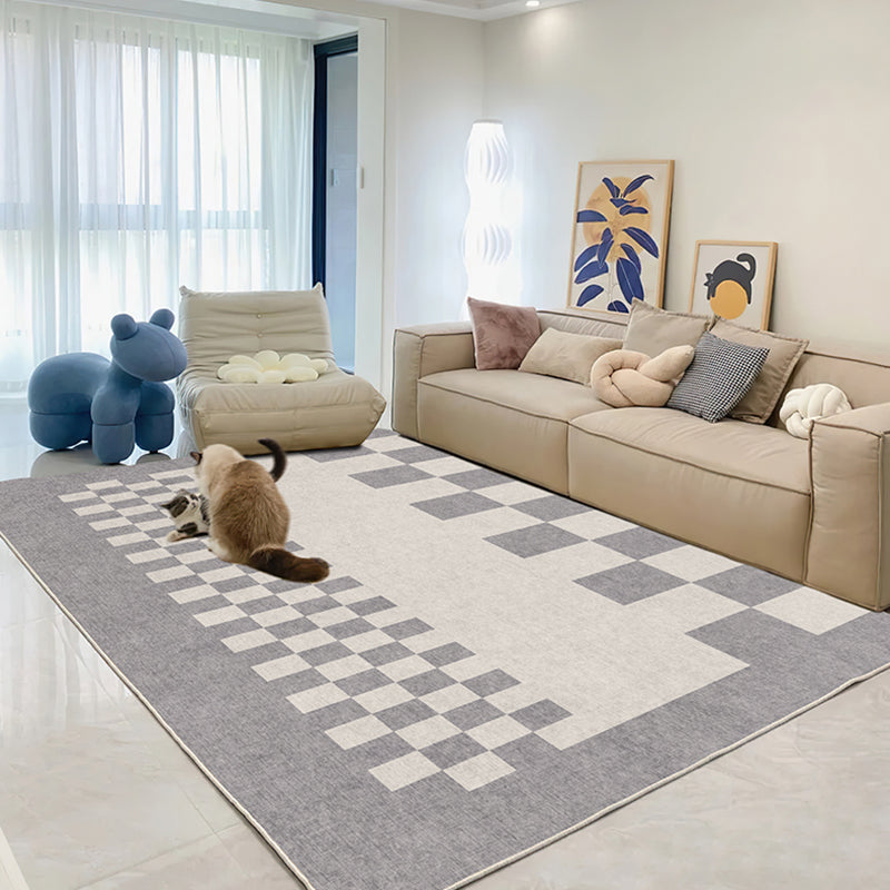 Contemporary Checkered Pattern Carpet Polyester Indoor Rug Pet Friendly Area Rug for Home Decoration