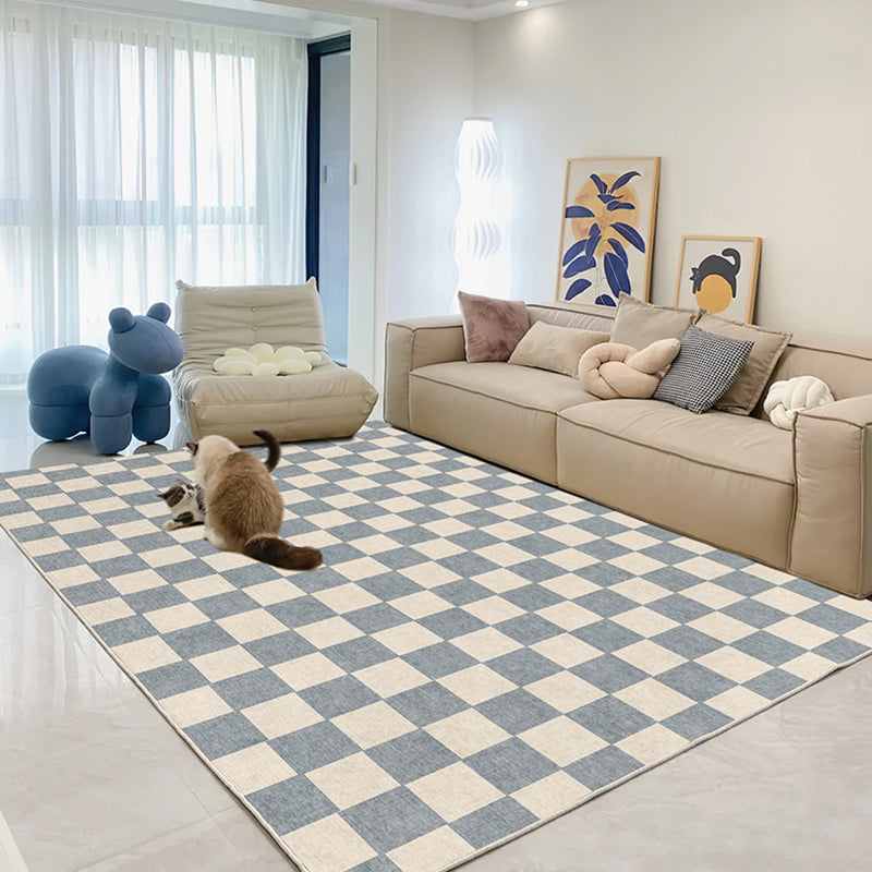 Contemporary Checkered Pattern Carpet Polyester Indoor Rug Pet Friendly Area Rug for Home Decoration
