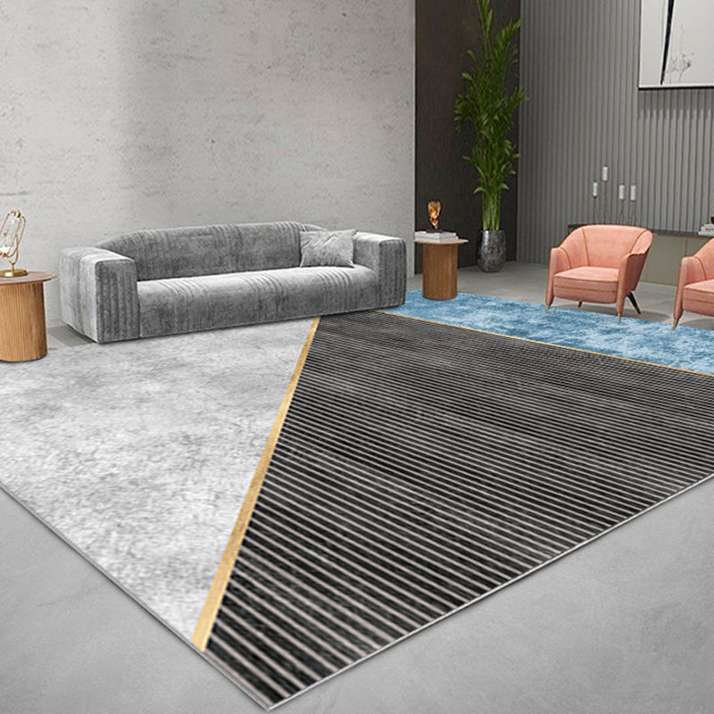 Blue Modern Rug Blending Graphic Rug Non-Slip Backing Rug for Living Room
