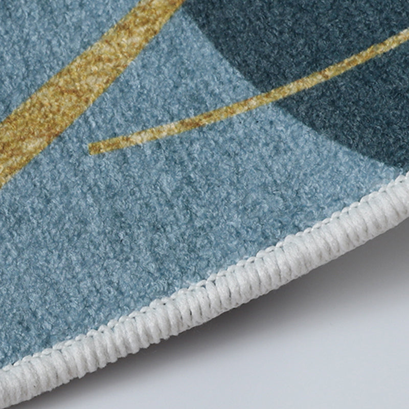 Blue Modern Rug Blending Graphic Rug Non-Slip Backing Rug for Living Room