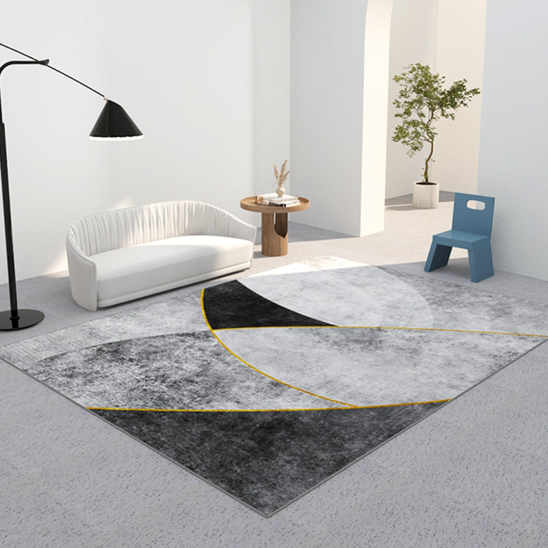 Blue Modern Rug Blending Graphic Rug Non-Slip Backing Rug for Living Room