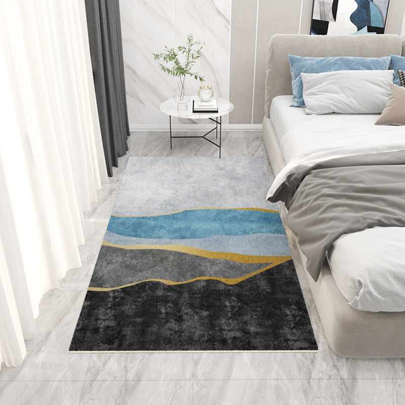 Black Modern Rug Blending Graphic Rug Non-Slip Backing Rug for Home Decoration