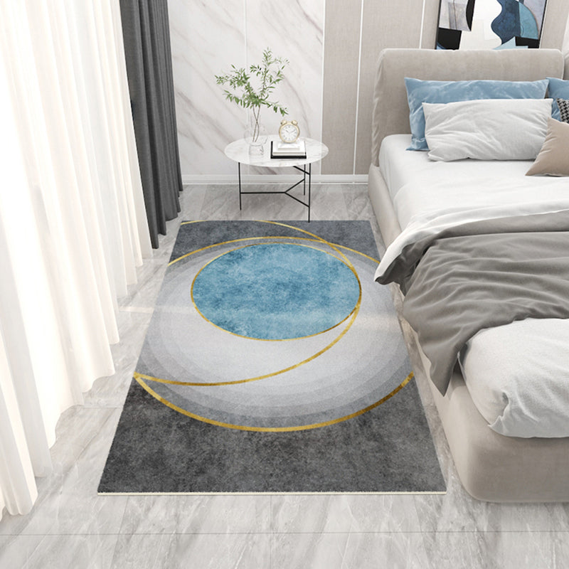 Black Modern Rug Blending Graphic Rug Non-Slip Backing Rug for Home Decoration