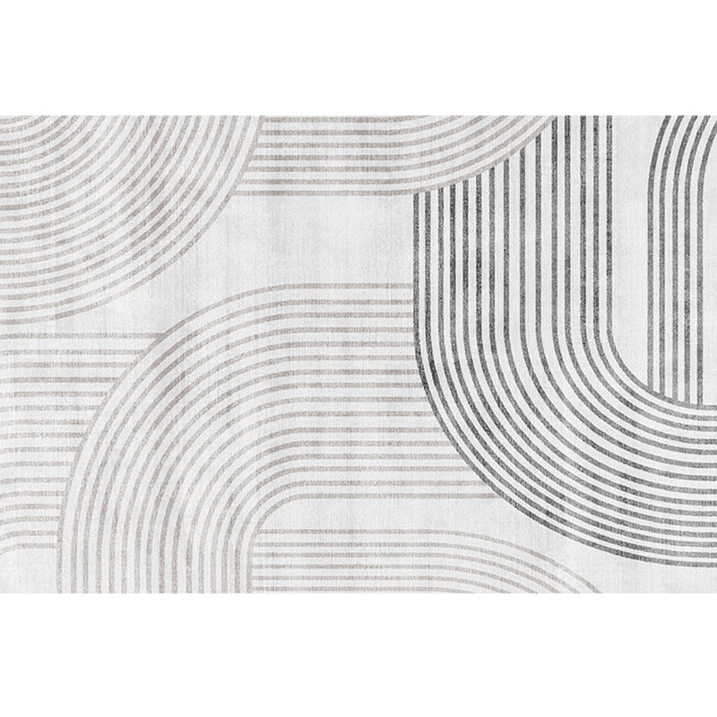 Modern Grey Area Carpet Stripe Pattern Polyester Area Rug Anti-Slip Easy Care Rug for Home Decor