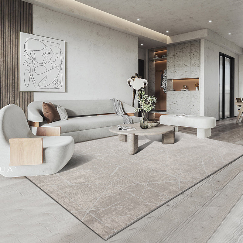 Modern Living Room Area Carpet Grey Solid Color Area Rug Polyester Non-Slip Backing Rug
