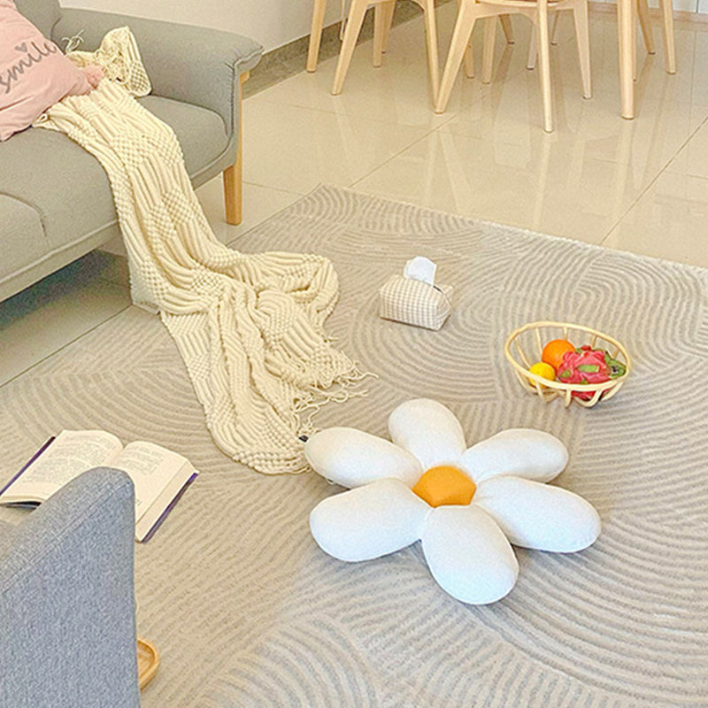 Modern Living Room Area Carpet Grey Solid Color Area Rug Polyester Non-Slip Backing Rug