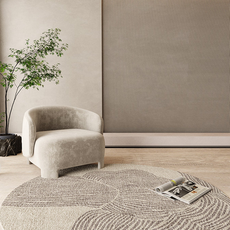 Chic White Area Rug Stripe Pattern Modern Area Carpet Polyester Non-Slip Backing Rug for Living Room