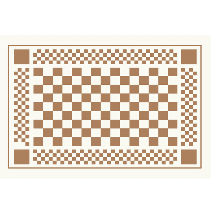 Brown Modern Carpet Plaid Pattern Polyester Area Rug Stain Resistant Rug for Home Decor