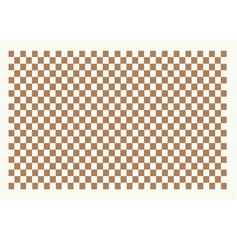 Brown Modern Carpet Plaid Pattern Polyester Area Rug Stain Resistant Rug for Home Decor