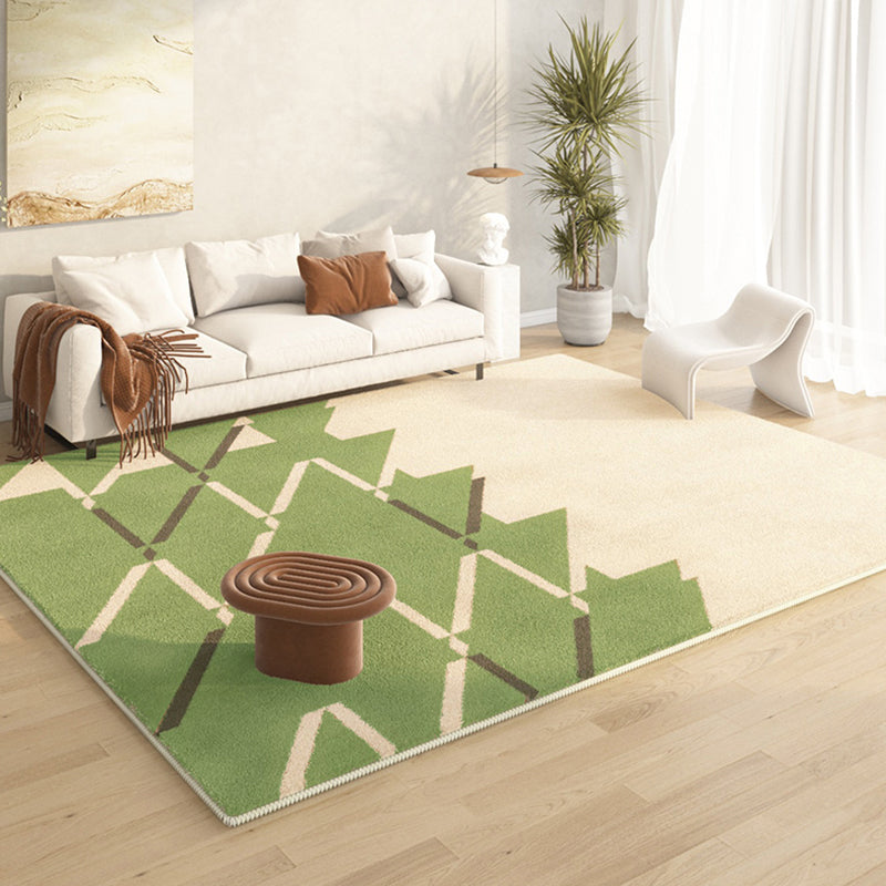 Green Modern Rug Polyester Color Lump Area Rug Non-Slip Backing Rug for Living Room
