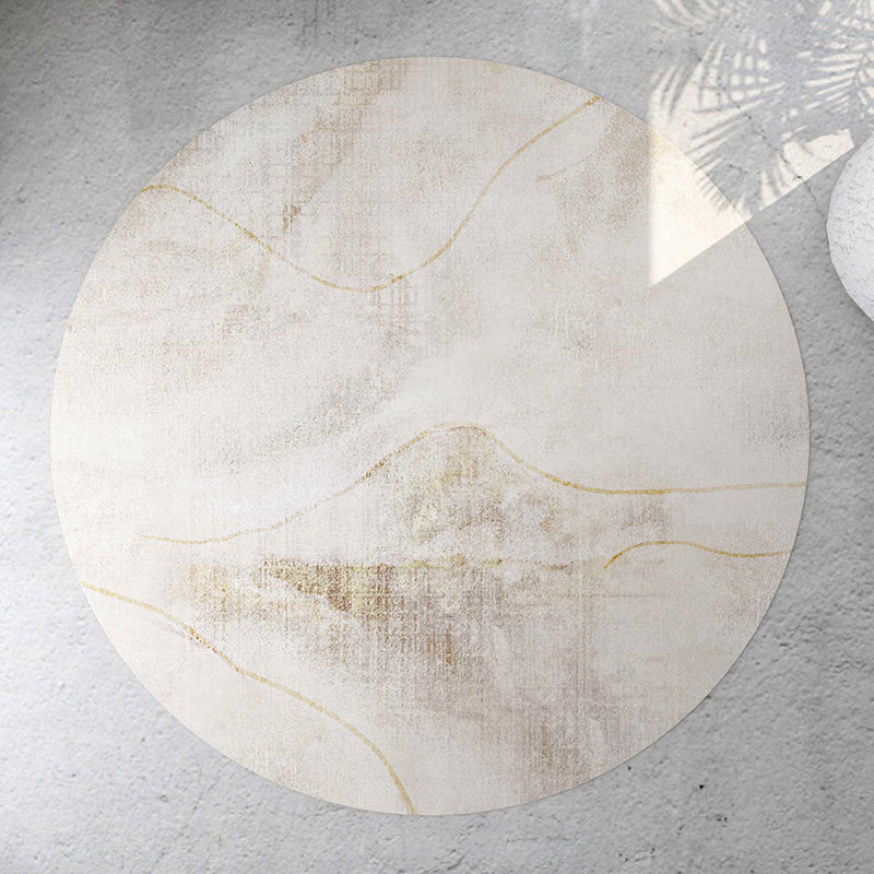 Light Yellow Rug Polyester Graphic Rug Non-Slip Backing Rug for Living Room