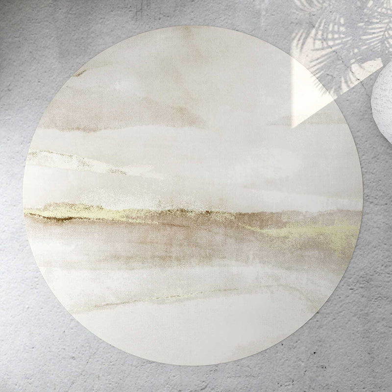 Light Yellow Rug Polyester Graphic Rug Non-Slip Backing Rug for Living Room