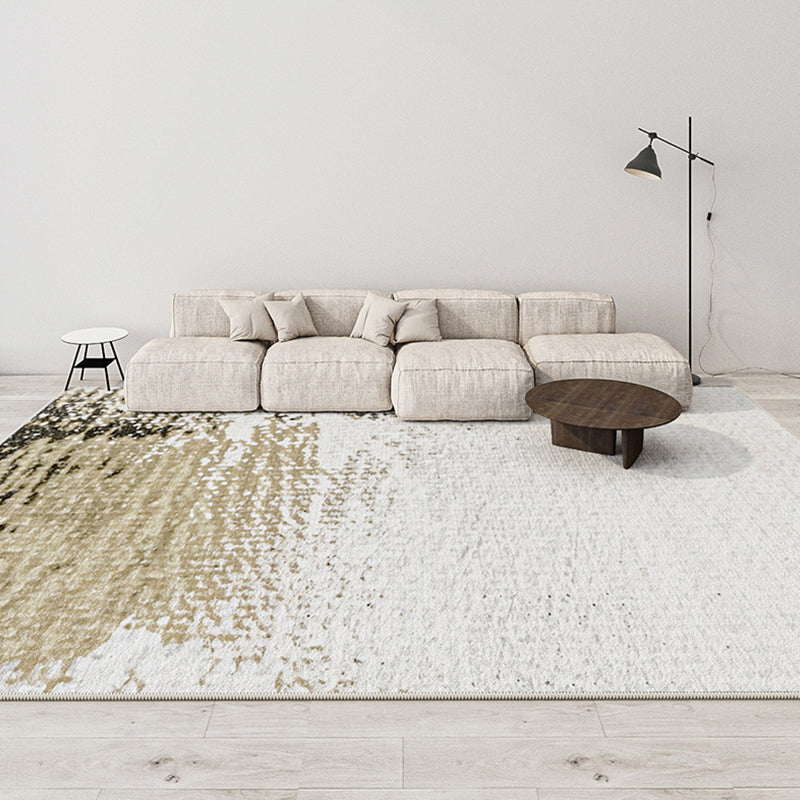 Light Gold Industrial Rug Polyester Graphic Rug Non-Slip Backing Rug for Living Room