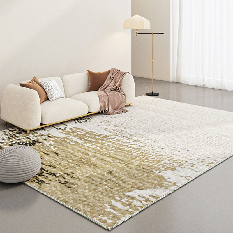 Light Gold Industrial Rug Polyester Graphic Rug Non-Slip Backing Rug for Living Room