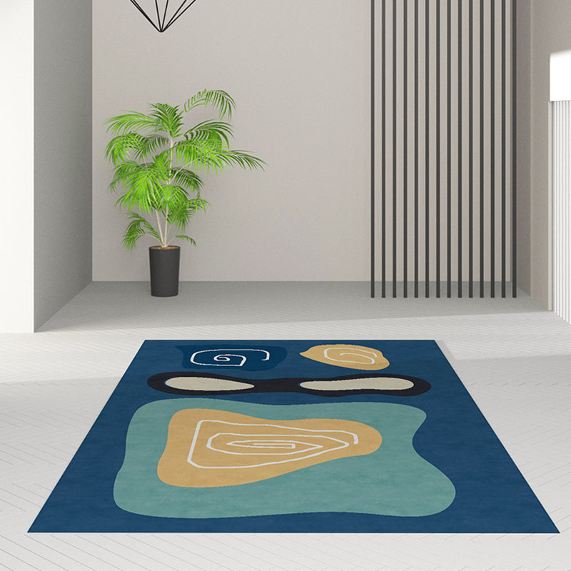 Navy Nordic Carpet Polyester Graphic Carpet Non-Slip Backing Carpet for Living Room