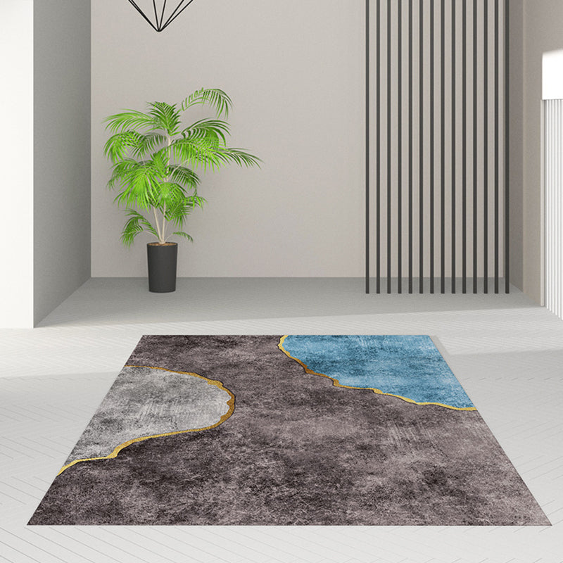 Navy Nordic Carpet Polyester Graphic Carpet Non-Slip Backing Carpet for Living Room