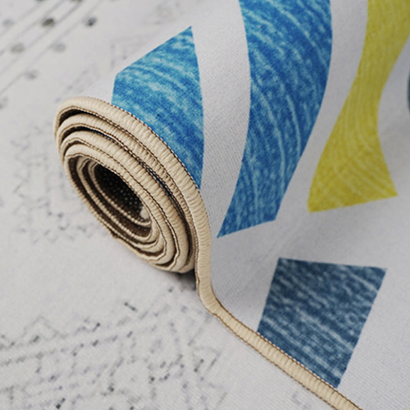 Navy Nordic Carpet Polyester Graphic Carpet Non-Slip Backing Carpet for Living Room