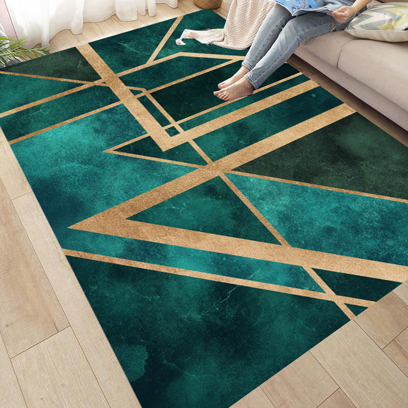 Dark Red Modern Rug Polyester Graphic Rug Non-Slip Backing Rug for Home Decoration