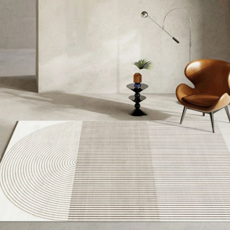 Khaki Modern Area Carpet Geometric Pattern Polyester Area Rug Non-slip Backing Rug for Living Room