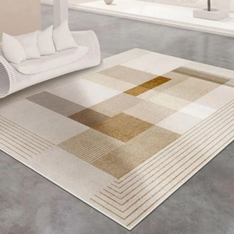 Khaki Modern Area Carpet Geometric Pattern Polyester Area Rug Non-slip Backing Rug for Living Room
