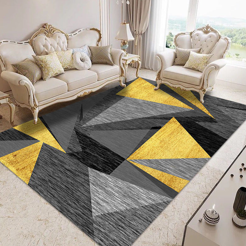 Modern Home Decor Carpet Geometric Contrast Panel Area Rug Polyester Carpet with Non-Slip Backing