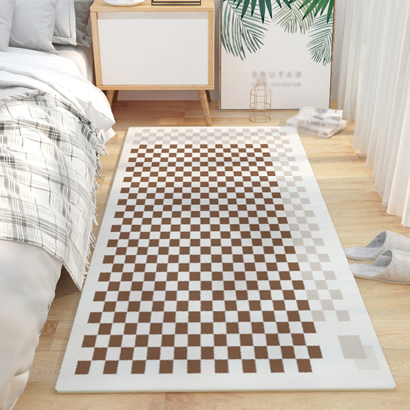 Simplicity Tartan Pattern Carpet Polyester Rug Stain Resistant Area Carpet for Home Decoration