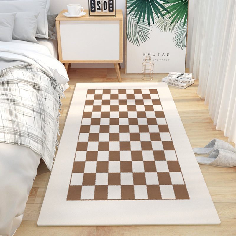 Simplicity Tartan Pattern Carpet Polyester Rug Stain Resistant Area Carpet for Home Decoration