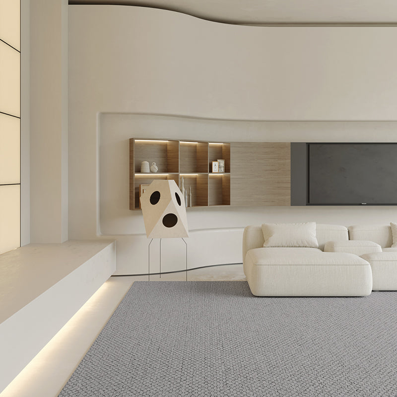 Grey Solid Color Area Rug Modern Polyester Area Carpet Easy Care Rug for Living Room