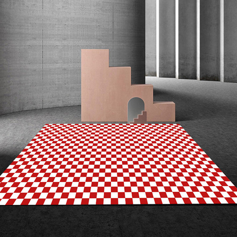 Simple Checkered Pattern Carpet Polyester Indoor Rug Pet Friendly Area Rug for Home Decoration