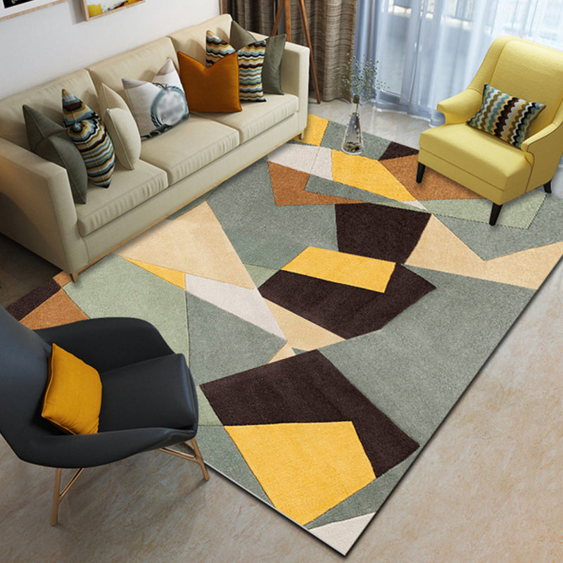 Stylish Area Rug Classic Geometric Print Polyester Rug Stain Resistant Indoor Rug for Home Decor