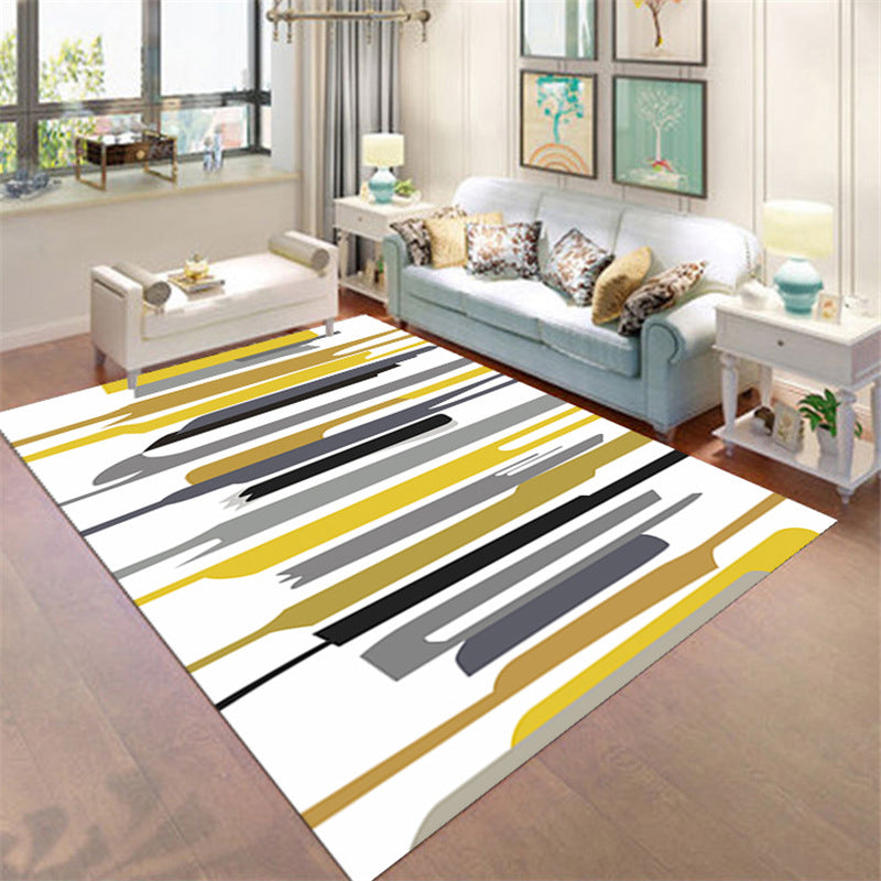 Stylish Area Rug Classic Geometric Print Polyester Rug Stain Resistant Indoor Rug for Home Decor