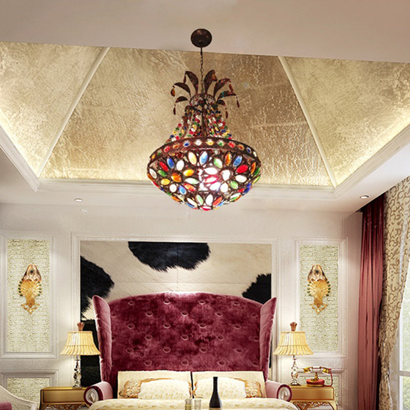 Rust 1 Light Hanging Pendant Antique Metal Teardrop Ceiling Light for Living Room