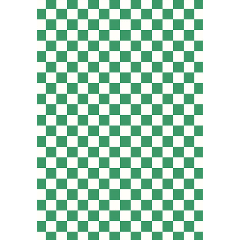 Green Plaid Pattern Rug Modern Polyester Area Rug Stain Resistant Area Carpet for Home Decor