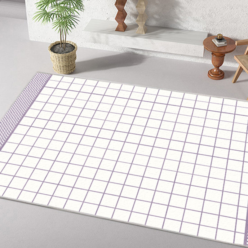 Green Plaid Pattern Rug Modern Polyester Area Rug Stain Resistant Area Carpet for Home Decor