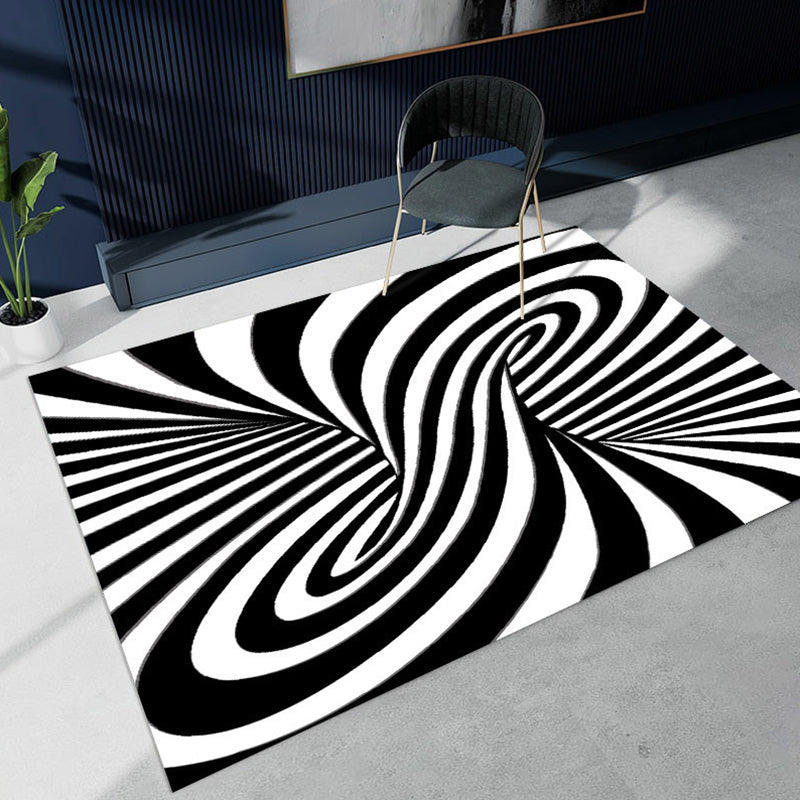 White Casual Indoor Rug Polyester Geometric Rug Washable Area Rug for Living Room