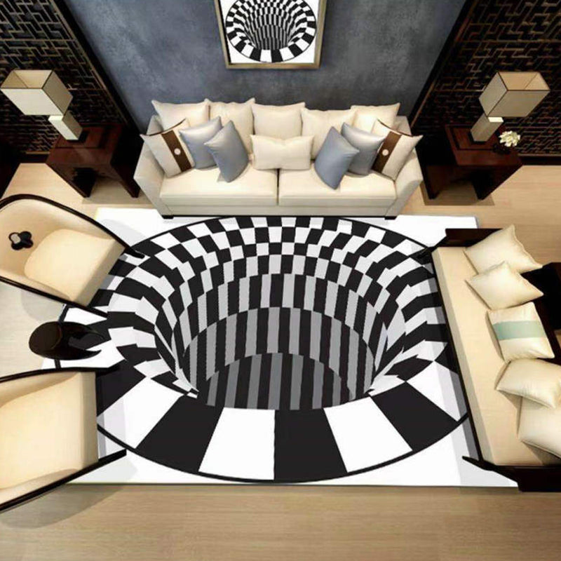 White Casual Indoor Rug Polyester Geometric Rug Washable Area Rug for Living Room