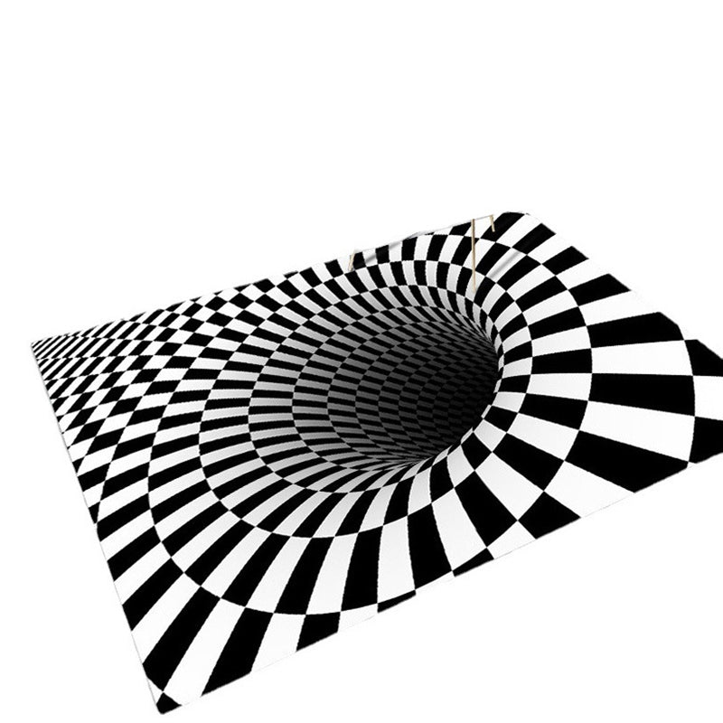 White Casual Indoor Rug Polyester Geometric Rug Washable Area Rug for Living Room