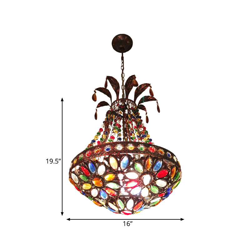 Rust 1 Light Hanging Pendant Antique Metal Teardrop Ceiling Light for Living Room