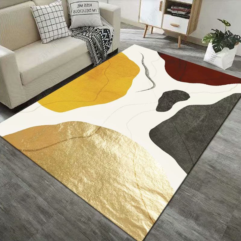 Black Modern Rug Polyester 3D Pattern Rug Non-Slip Backing Rug for Living Room