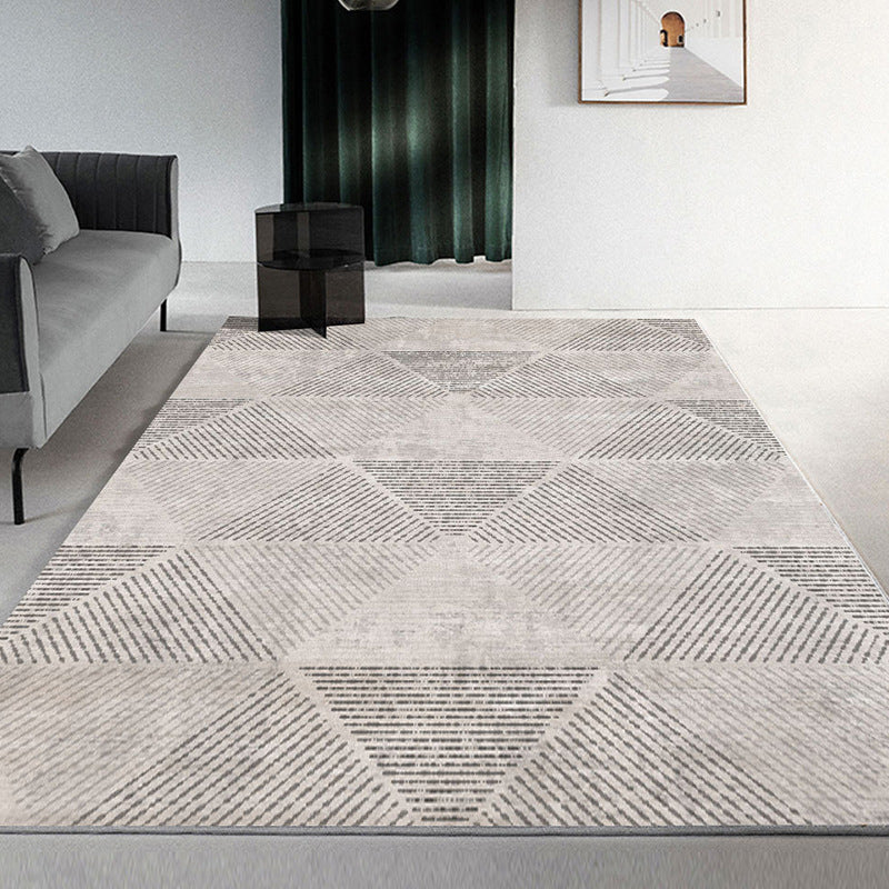 Geometric Khaki Rug Modern Patchwork Area Carpet Polyester Stain Resistant Carpet for Living Room