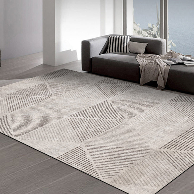 Geometric Khaki Rug Modern Patchwork Area Carpet Polyester Stain Resistant Carpet for Living Room