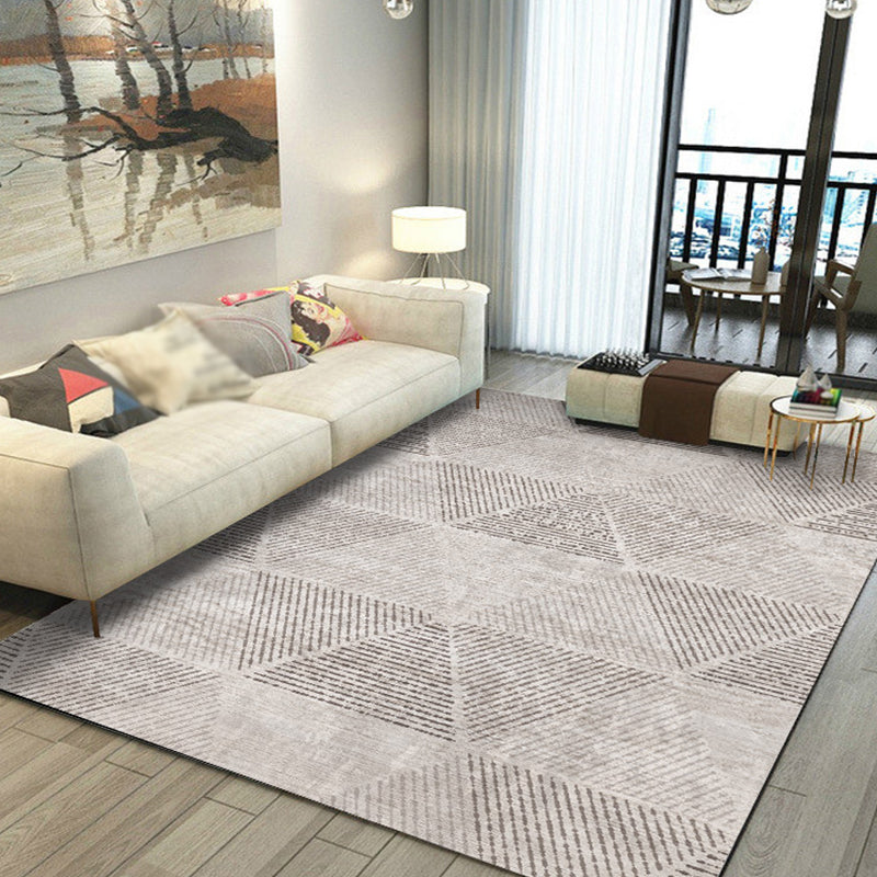 Geometric Khaki Rug Modern Patchwork Area Carpet Polyester Stain Resistant Carpet for Living Room