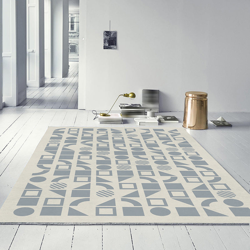 Contemporary Area Rug Geometric Pattern Rug Polyester Stain Resistant Carpet for Living Room