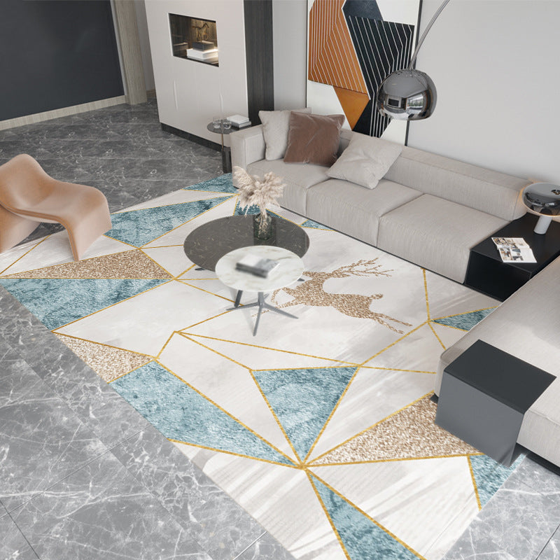 Fancy Modern Rug Blue Fish Indoor Rug Non-Slip Backing Rug for Drawing Room