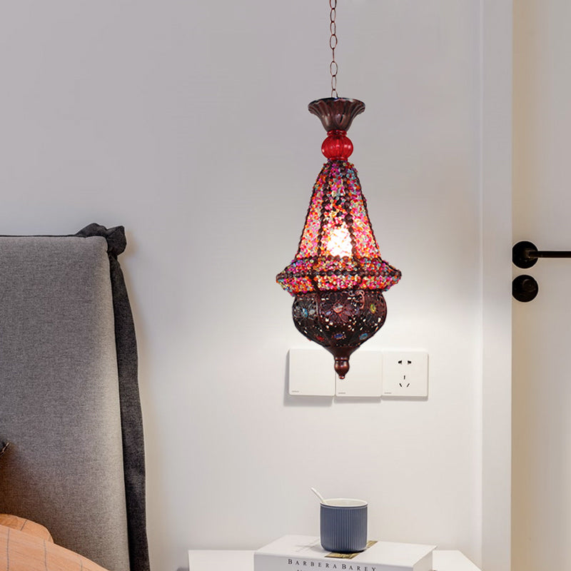 Lantern Restaurant Pendant Lamp Decorative Metal 1 Head Copper Hanging Ceiling Light