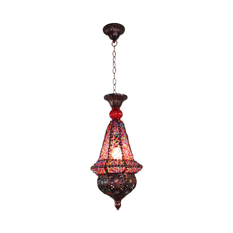 Lantern Restaurant Pendant Lamp Decorative Metal 1 Head Copper Hanging Ceiling Light