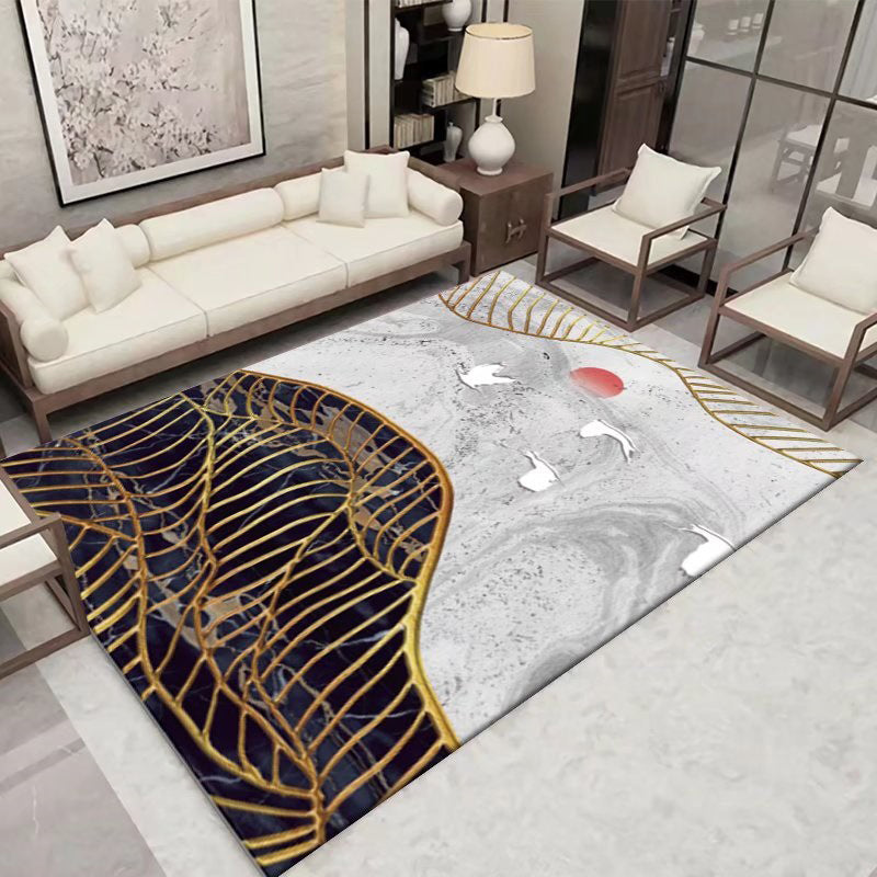 Donkergrijs modern tapijt polyester grafisch tapijt niet-slip achterste tapijt voor woonkamer