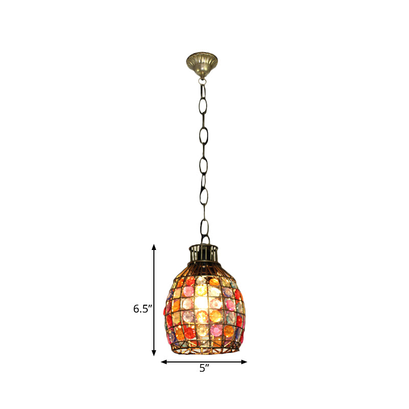 Decorative Dome Hanging Light Fixture 1 Bulb Metal Drop Pendant in Orange/Purple/Pink for Bedroom